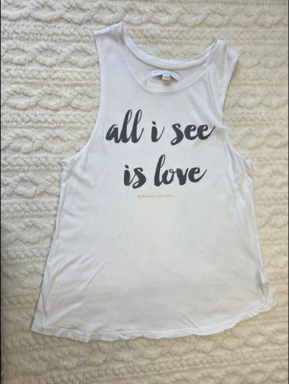 Spiritual Gangster All I See Is Love White Muscle Tank Top Medium Yoga Boho